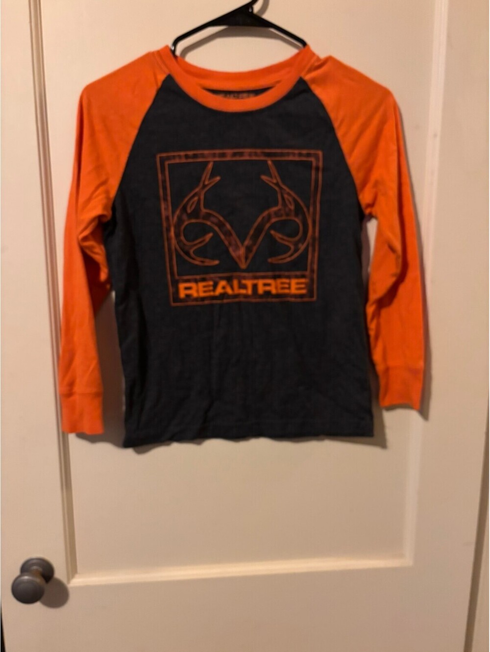 Realtree navy and orange long sleeve shirt